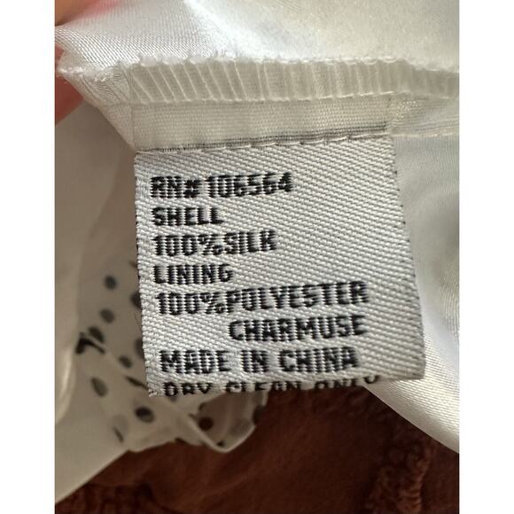 Vintage White House Black Market Size 8 100% Silk White Black Polka Dot Dress - Picture 3 of 8